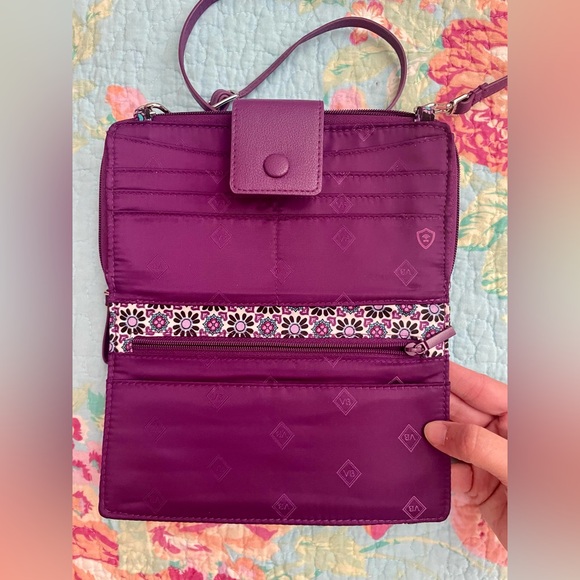 Vera Bradley Black and Purple Patterned Crossbody Bag - Picture 3 of 5